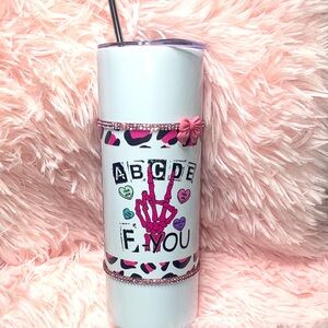 White Tumbler with Pink Accents